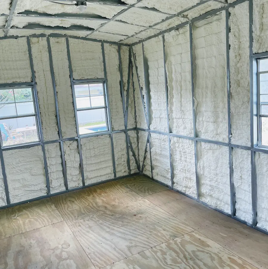 Closed-cell spray foam insulation applied to wall cavities in a residential project in Richfield
